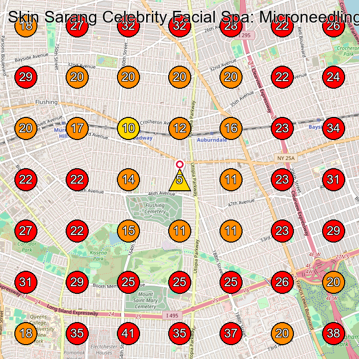 Skin Sarang Celebrity Facial Spa: Microneedling, Hydrafacial, Radio Frequency, Microcurrent Facial & Face Lift Treatments GeoGrid visibility map for Skin Care Clinic in Queens
